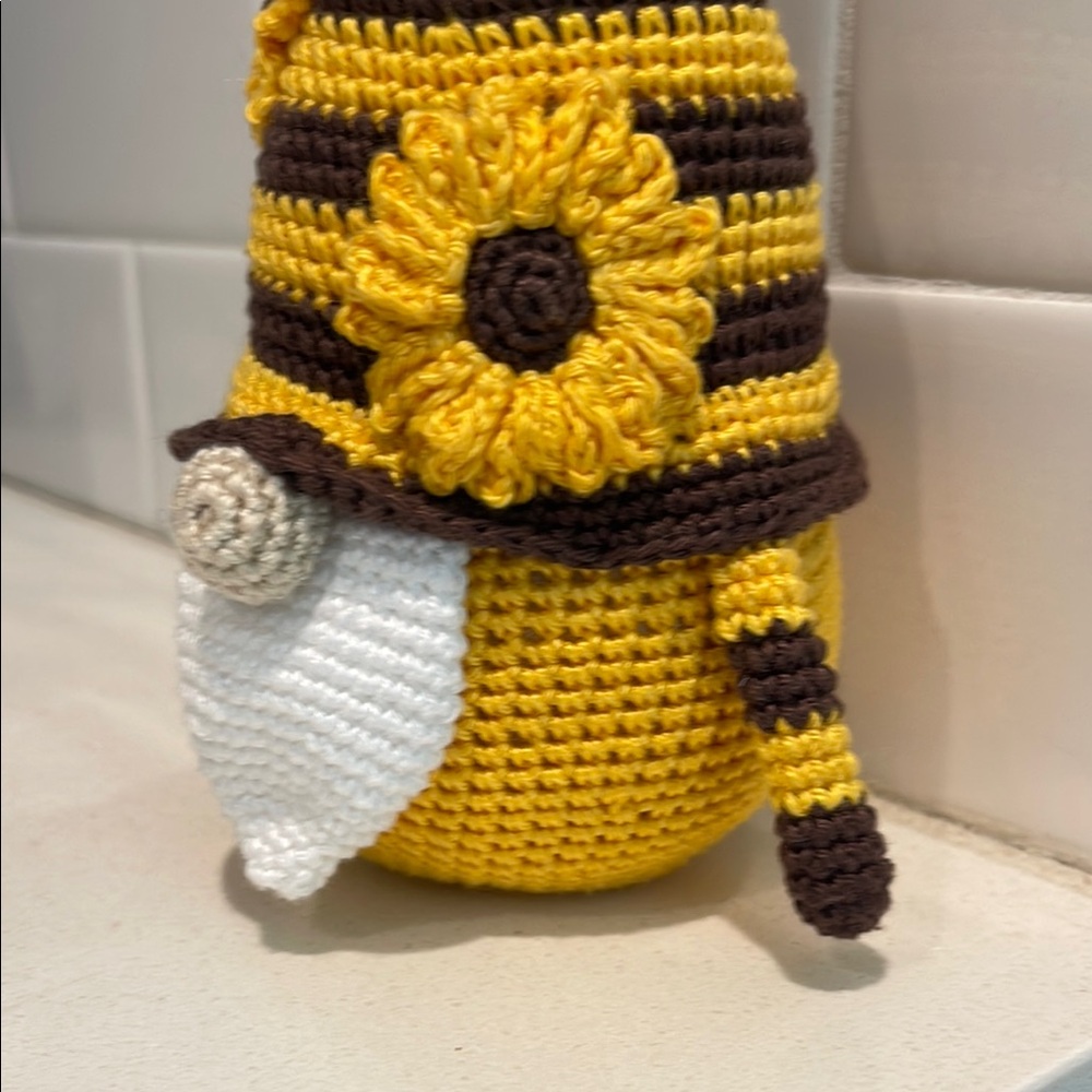 Handcrafted Sunflower Gnome Amigurumi Crochet Home Decor Flower Summer Sun - Picture 7 of 12